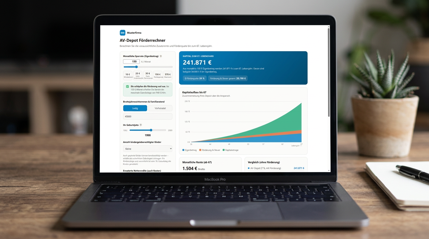 Digitale Tools und AV-Depot Förderrechner für Finanzberater