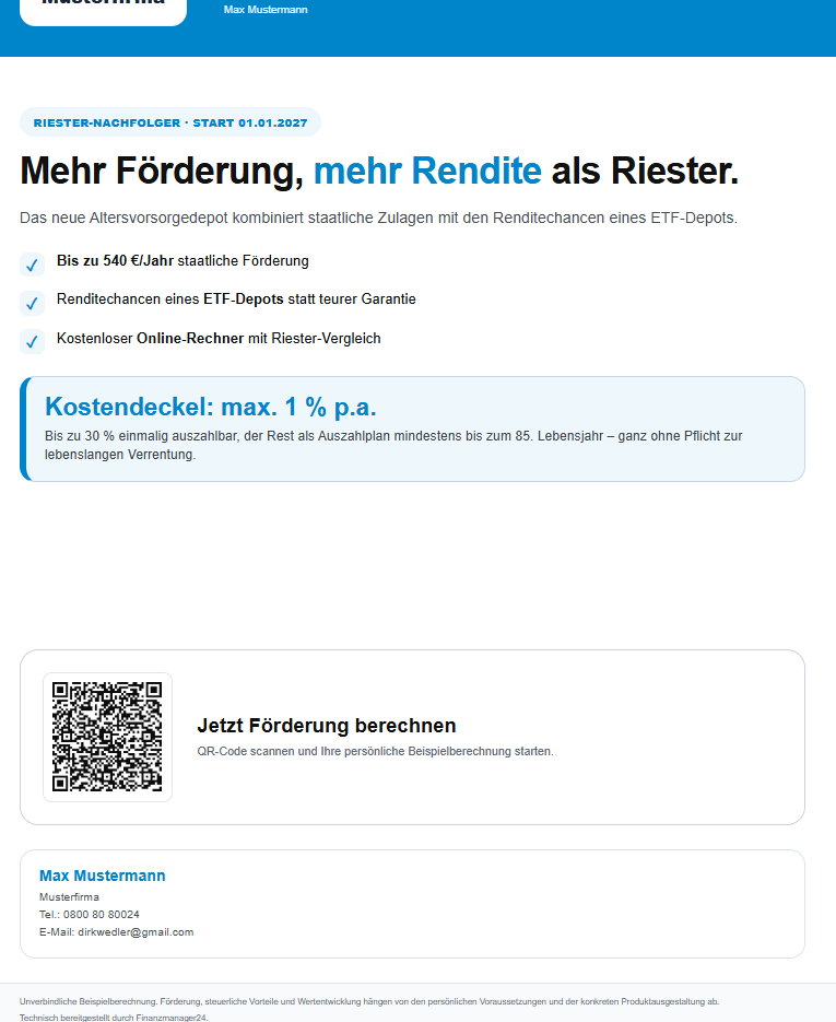 Personalisierter AV-Depot Flyer mit QR-Code